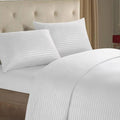 7x8 White Cotton Striped Duvet Cover Set – 4 Pillowcases + Bedsheet ( 240x260) // 7×8